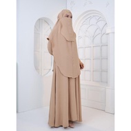 *Raya Arrival* Madinah Set Jubah Khimar Dan Purdah Cey Crepe Ironless