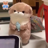 [CRDT]Cute Otter Holding Fish Plush Doll Keychain otter plushie