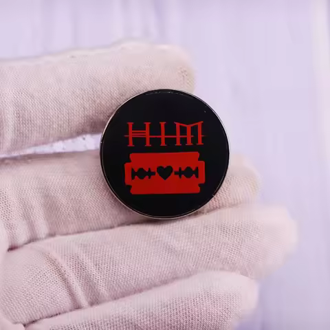 Him Razorblade Romance Pin Button Brooch Him Ville Valo Band VV H I M Badge
