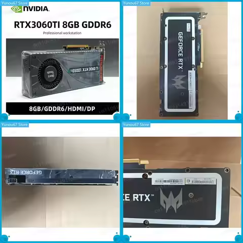 For RTX 3060TI 8GB GDDR6 Graphics Card Gaming Office GPU Support PCI-E 3.0 HDMI DP 8-Pin For Desktop