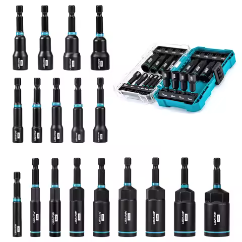 18PC Magnetic Nut Driver Set Impact Nut Driver Set 1/4" Hex Shank Nut Driver Bit Set for Impact Dril