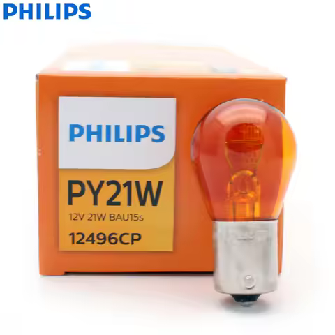 Philips Vision PY21W S25 BAU15s 12496CP Amber Color Standard Original Turn Signal Lamps Parking Ligh