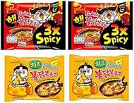 Sam Yang Samyang 3X Spicy Noodles -2X140Gm & Buldak Cheese Noodles -2X140Gm (Pack Of 4) (Imported) (