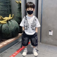 Boy Suit 2025 Handsome Fashionable Baby Clothes Trendy Short-Sleeved Korean Fan Puffy Handsome Littl