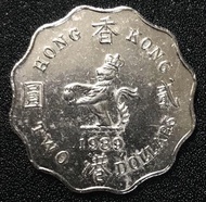 6香港貳圓 1989年 女王頭二元 香港舊版錢幣 紅銅 硬幣 $9
