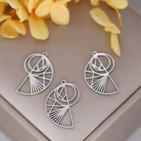 3pcs Stainless Steel Pendant Geometric Art Line Abstract Design Sense Charms For Jewelry Making DIY 