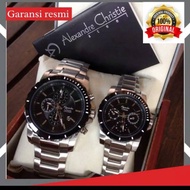 Unik JAM TANGAN ALEXANDRE CHRISTIE 6141 SILVER HITAM COUPLE Murah