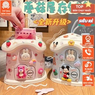 Savings Box. Cute Rabbit House Piggy Bank. House Shaped Mini Safe [Free 2D+3D Sticker]