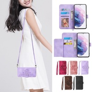Suitable for Samsung A12 A22 A32 A52 A52s A51 A71 Case Wallet Cross-Body Strap Lanyard Leather Flip Cover Multiple Card Holder