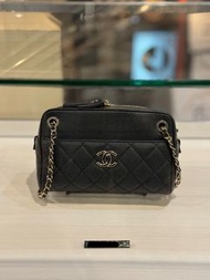 香奈兒 Chanel 黑金 荔枝 魚子醬 相機包 購自日本 CHANEL單肩包
