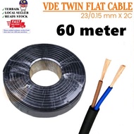 VDE 60 Meter 2C X 23/0.15mm Twin Flat VDE Cable Black