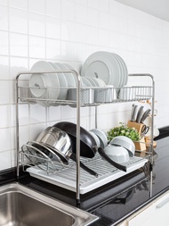 KOWA HOMEWARE KWH-S007+K001 ชั้่นคว่ำจานสเตนเลส 2 ชั้นใหญ่ สแตนเลส เกรด304 มีถาดรองน้ำใบใหญ๋ 1ชิ้น ช