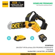 DEWALT DCMPS520N-XJ DEWALT 20V PRUNING CHAINSAW 8". BARE tool only + FREE 2.0AH BATTERY + Charger