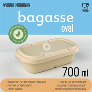 BAGASSE BOX 700 ml OVAL ISI 25 PCS BIODEGRADABLE LUNCH BOX  TAKEAWAY BOX  ECO FRIENDLY