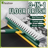 3-in-1 Floor Brush, capable of 180° rotation, comes with a water-scrubbing plate and a long-handled 