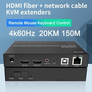 4K 60Hz 20KM KVM Fiber Transmitter Receiver Transceiver 150M HDMI Ethernet Cable Extender Support US