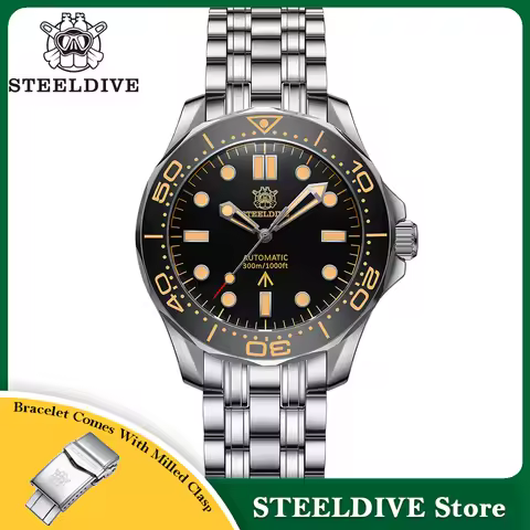 STEELDIVE SD1957 Steel Bracelet 42MM Vintage Ceramic Bezel 200M NH35 Luminous Sapphire Glass Automat