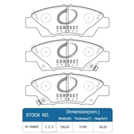 COMPACT PRIMO (DPM-744) ผ้าเบรคหน้า HONDA CITY 1.0 TURBO ปี2019-ON / JAZZ GK ปี2014-2019 / CITY(CNG) ปี2010-2014 / FREED ปี2013-2017