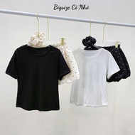 Smooth T-shirt Set to Wear with Big Size Lined Flared Skirt for Women in Soft, Cool, Comfortable Sil