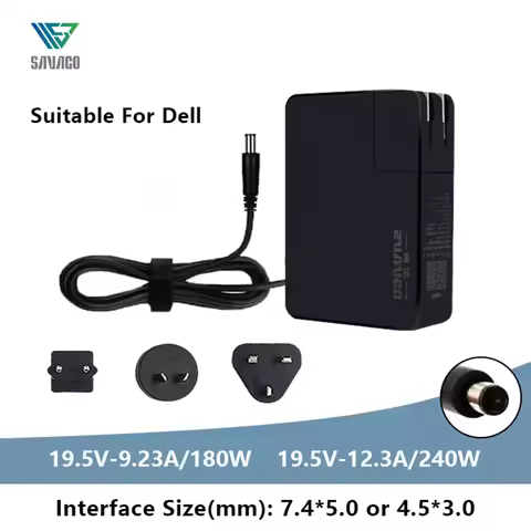 SAVAGO 180W 240W GaN AC Laptop Charger Power Adapter for Dell G16 G15 Alienware X16 R2 15 17 M14X M1
