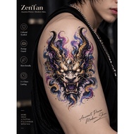 ZenTan Taotie Guardian Temporary Tattoo | Ancient Chinese Mythical Beast | Color & Black White Energ