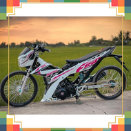 Tem rời satria F150 trắng Hồng  in candy bạc mới