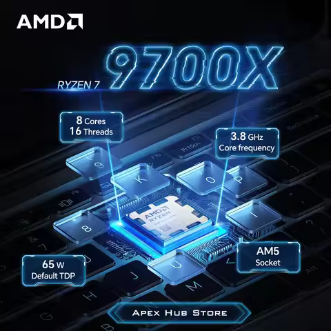 NEW AMD R7 9700X Socket AM5 L3=32M 3.8GHz 8-Core 16-Thread Processor 65W Applicable to B850 Ryzen 7 