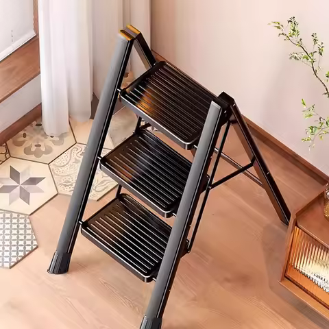 Household portable Thickened Aluminum Stairs Small Ladder Indoor Folding Ladder Stool Carbon Steel H