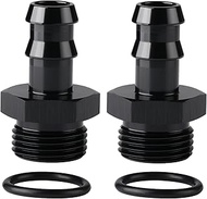 Podavelle 10AN -10 ORB Male to 5/8 Hose Barb Straight Fitting Adapter Aluminum Black 2PCS