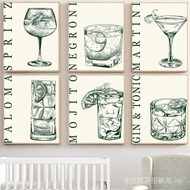 Minimalist Aperol Spritz Martini Mojito Whiskey Negroni Paloma Poster Print Wall Art Pictures Canvas