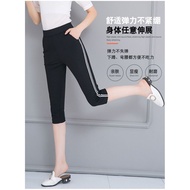 Womens Capris 2024 Summer New Stripe Versatile Elastic Slimming Fashion Loose Casual Sports Pants