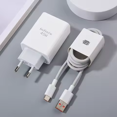 Original 45W Fast Charger EU Wall Power Adapter 1M 6A USB Type C Cable For Infinix Note 40 30 12 Pro