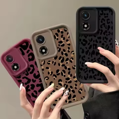 Retro Trendy Black Leopard Print Case for Motorola Moto G22 G24 G84 G53 G14 G60 E13 E22 Edge 50 Pro 