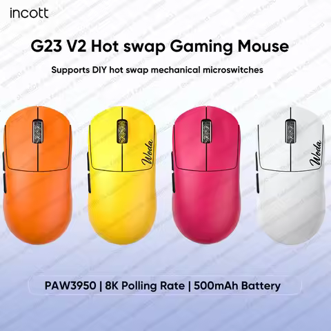 Incott G23 V2 SE Pro Wireless Gaming Mouse PAW3950 8K Microswitches Hot Swap Lightweight Wired Offic