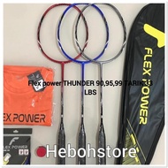 New Flex Power Thunder 90,95,99 Badminton Racket Complete with 33 Lbs Pull