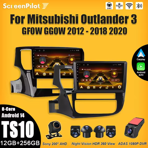 Android 16 For Mitsubishi Outlander 3 GF0W GG0W 2012-2018 2020 Car Radio 2 din Multimedia Video Play