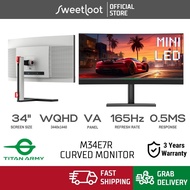 Titan Army M34E7R 34" MINILED WQHD 2K 165Hz 0.5ms IPS Gaming Monitor with USB Type-C