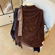 KEMEJA Gold velvet bottom bow shirt, gold velvet bottom bow shirt, gold velvet bottom bow shirt