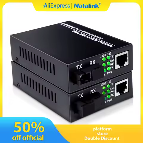 Natalink A Pair SFP+ Fiber Media Converter SC Single Mode BiDi Fiber to 10/100/1000M Gigabit RJ45 Et
