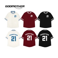 GODMOTHER Baseball Jersey Loose Short Sleeve Baseball Shirt Unisex Streetwear Sports Collar Gymshark