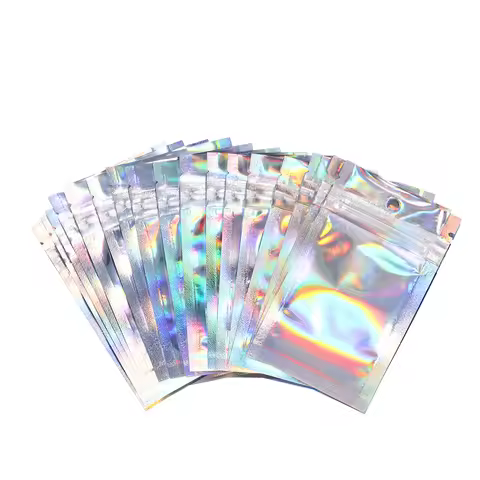 50Pcs Resealable Ziplock Plastic Bag Flat Foil Ziplock Pouch for Jewelry with Clear Display Window P