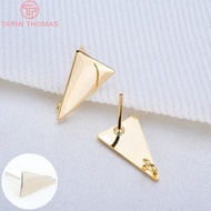 926 (2230)10PCS 14x8.5MM 24k Gold Color Brass Long Triangle Stud Earrings High Quality Diy Acc ByM