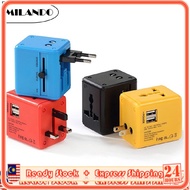 (2 USB Port) MILANDO Travel Adapter Plug Conversion Socket Global Pass Adapter (Type 2)