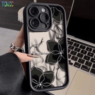 Ink wash Black Flower Printed Phone Case For Samsung S24 S23 S22 Plus Ultra S24 FE S23 FE S21 FE S20