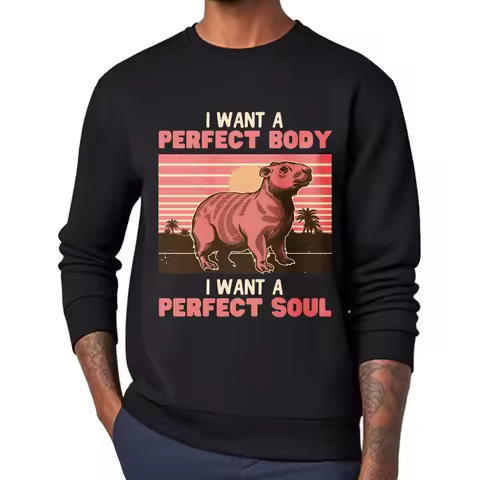 Cotton Spring For Her Hoody I Want A Perfect Body I Want A Perfect Soul Capybara Sunset Palm Trees N