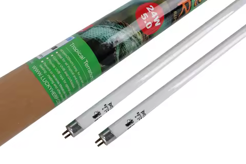 5.0 Tropical Terrarium Lamp Tube,Reptile Fluorescent Light Bulb,UVA UVB Bulb,2-Pack,T5,24 Watt,22"/5
