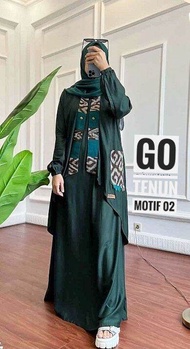 Gamis Terbaru 3 Model Kain Toyobo kombinasi Tenun