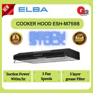ELBA 60CM SLIM HOOD COOKER  HOOD ESH-M7598  -ELBA WARRANTY MALAYSIA