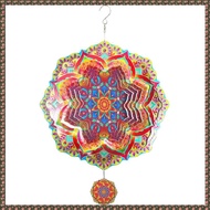 (JPTZ) Mandala Wind Chime 3D Rotating Wind Chimes Luxury Art Garden Hanging Outdoor Decoration for O