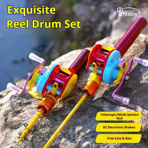 TEBEN DC Drum Reel Combo Left Hand 150/165CM Casting Rod Ready to Fish Full Set
